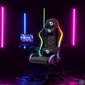 Kép 2/4 - RGB LED-es gamer szék, karfával, párnával, fekete