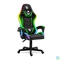 Kép 1/4 - RGB LED-es gamer szék, karfával, párnával, fekete / zöld