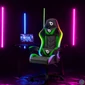Kép 2/4 - RGB LED-es gamer szék, karfával, párnával, fekete / zöld
