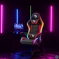 Kép 2/4 - RGB LED-es gamer szék, karfával, párnával, fekete / piros
