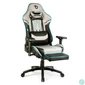 Kép 2/5 - Gamer szék párnával - szürke/fekete/kék - 84 x 52 / 48 x 50 cm