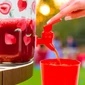 Kép 2/5 - Italadagoló csappal, műanyag pohárszettel, 3,8 l, epres