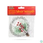 Kép 3/4 - Karácsonyi dekoráció, akasztható, ezüst koszorú, 10 cm