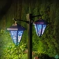 Kép 1/3 - LED-es szolár lámpa - kandeláber - 137 cm - fekete - hidegfehér