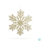 Kép 1/3 - Karácsonyi dekoráció - jégkristály - glitteres arany - akasztható - 31 cm