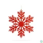 Kép 1/3 - Karácsonyi dekoráció - jégkristály - glitteres piros - akasztható - 31 cm