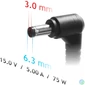 Kép 3/5 - Akyga AK-ND-14 15V/5A/75W 6,3x3,0mm Toshiba notebook hálózati töltő
