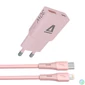 Kép 1/4 - AVAX CH6418 30W GaN töltő és USB-C–Lightning szilikon kábel, rózsaszín