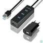 Kép 1/5 - Axagon HUE-S2BP 4 portos USB3.0 gyorstöltő hosszú kábeles HUB tápegységgel