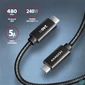 Kép 2/5 - Axagon BUCM2-CM15AB 1,5m USB C fekete adat- és töltőkábel