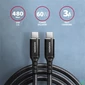 Kép 2/5 - Axagon BUCM2-CM20AB 2m USB C fekete adat- és töltőkábel