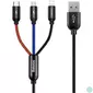 Kép 2/4 - Baseus 3,5A 1,2m USB-A - Lightning/Type-C/MicroUSB tricolor harisnyázott háromágú kábel