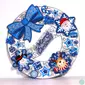 Kép 2/3 - Iris 3D karácsonyi koszorú mintás/39x39cm/fehér-kék karton dekoráció