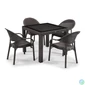 Kép 2/2 - IRIS GF-820BR ORIGINAL barna műanyag kerti asztal rattan üveglappal 90x90cm
