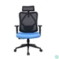 Kép 1/5 - IRISOffice Eclipse kék/fekete ergonómikus, szövet-hálós irodai forgószék fej és háttámasszal