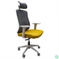 Kép 1/4 - IRISOffice Aurora sárga/szürke ergonómikus, szövet-hálós irodai forgószék fej és háttámasszal