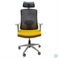 Kép 2/4 - IRISOffice Aurora sárga/szürke ergonómikus, szövet-hálós irodai forgószék fej és háttámasszal
