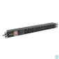 Kép 2/4 - Lanberg PDU-10I-0200-IEC-BK 2m vezetékkel 19"/1U 10xC13 aljzat C14 csatlakozóvéggel fekete elosztósor kapcsolóval