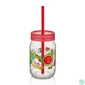 Kép 1/4 - IRIS C-00162 Spring üvegpohár szívószállal 380ml, piros, zöld vagy sárga színű