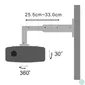 Kép 2/6 - Stell SHO 1092 25 -33cm, 15°, 15kg ezüst fali kihúzható projektor tartó