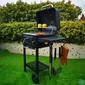 Kép 7/8 - TOO BG-200B fekete BBQ faszenes grillkocsi két oldalsó asztallal