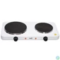 Kép 2/4 - Home HG R 02WH hordozható elektromos főzőlap, dupla, teljesítmény 1000 W + 1500 W, Ř15 cm + Ř18 cm főzőfelület, zománcozott készülékház, fehér