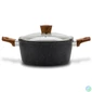 Kép 1/4 - Nava 10-144-122 Nature tapadásmentes lábas, kőbevonattal, hőálló fogantyú, üvegfedő, 28 cm
