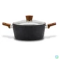 Kép 1/3 - Nava 10-144-121 Nature tapadásmentes lábas, kőbevonattal, hőálló fogantyú, üvegfedő, 24 cm