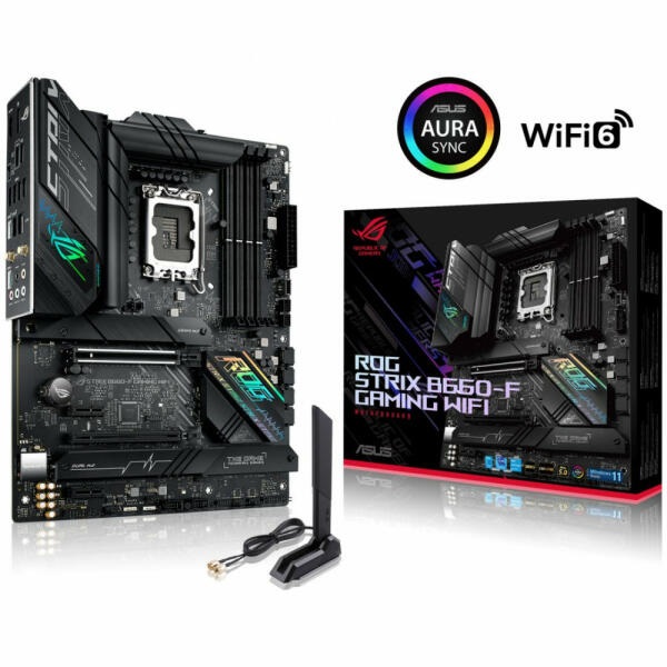 Asus Alaplap - Intel ROG STRIX B660-F GAMING WIFI s1700 (B660, 4xDDR5 6000MHz, 4xSATA3, 3xM.2, HDMI+DP)