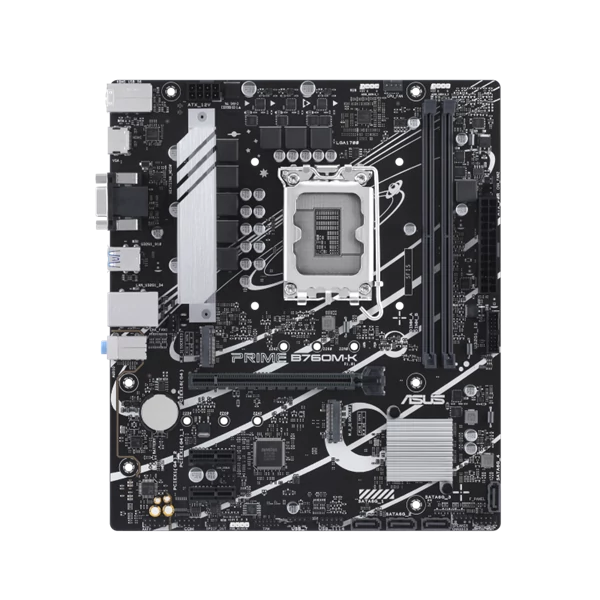 Asus Alaplap - Intel PRIME B760M-K s1700 (B760, 2xDDR5 8000MHz, 4xSATA3, 2xM.2, HDMI+VGA)