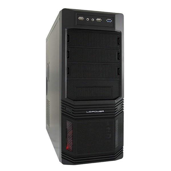 LC-Power Számítógépház - PRO-925B 600W (fekete, fekete belső, mATX/ATX, 1xUSB3.0, 2xUSB2.0, 600W táp)