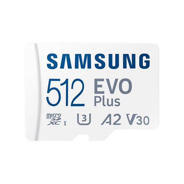 Samsung MicroSD kártya - 512GB MB-MC512SA/EU (EVO PLUS, microSDXC, UHS-I, R160, adapter, 512GB)