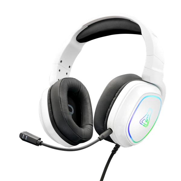 The G-Lab Fejhallgató - KORP RADIUM WHITE (mikrofon,USB, 3,5mm Jack, hangerőszabályzó, LED,nagy-párnás)
