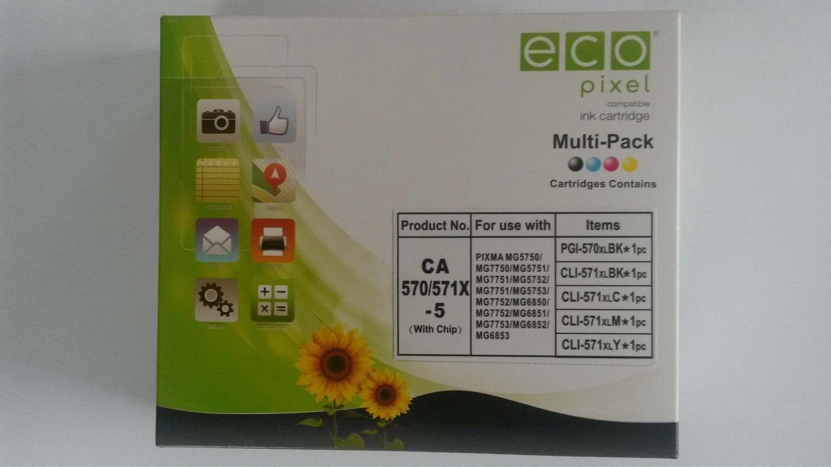 Utángyártott CANON CLI-571XL Tintapatron Multipack BKCMY 5db-os ECOPIXEL BRAND