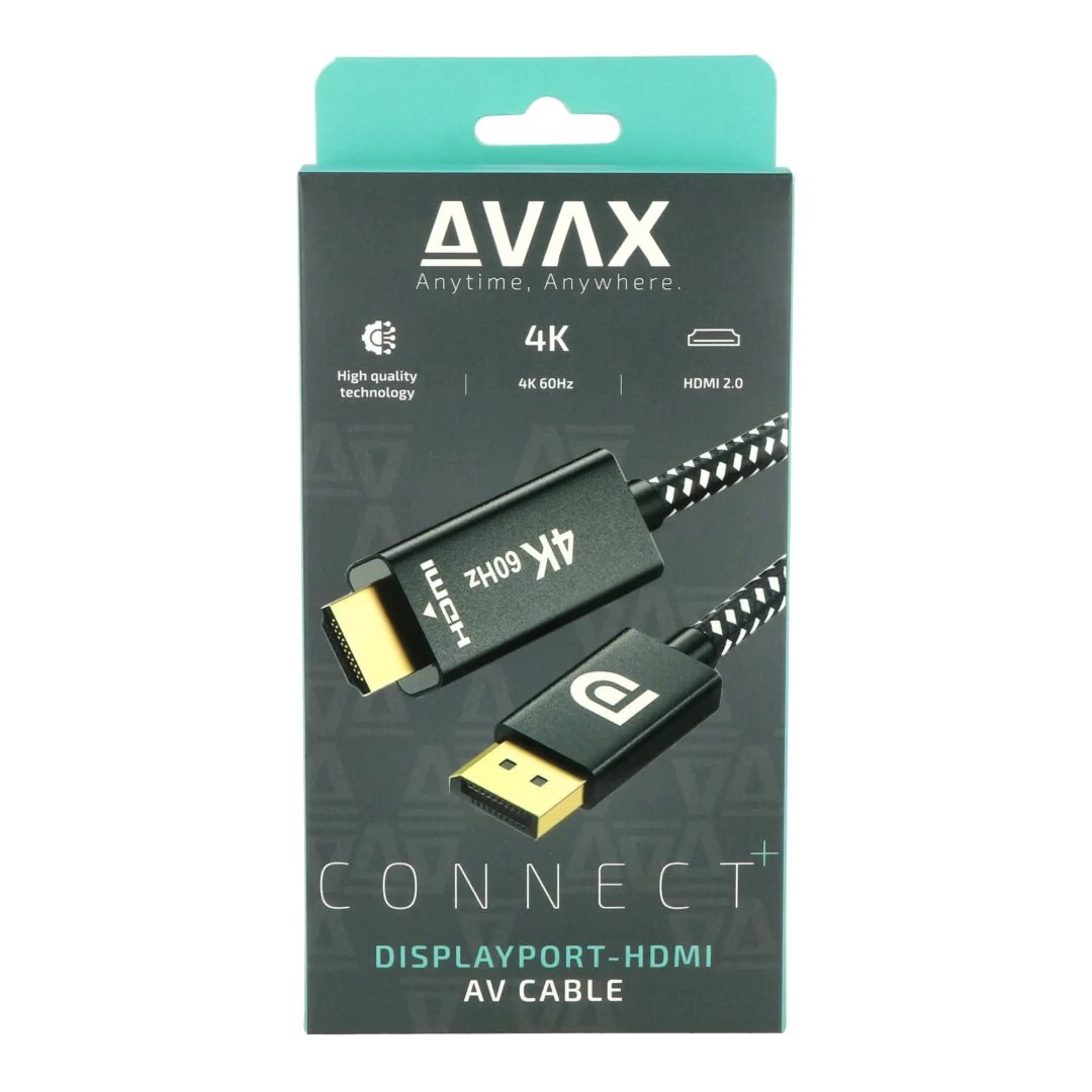 Avax AV601 Displayport - HDMI 2.0 4K/60Hz AV 2m Cable Black kábel