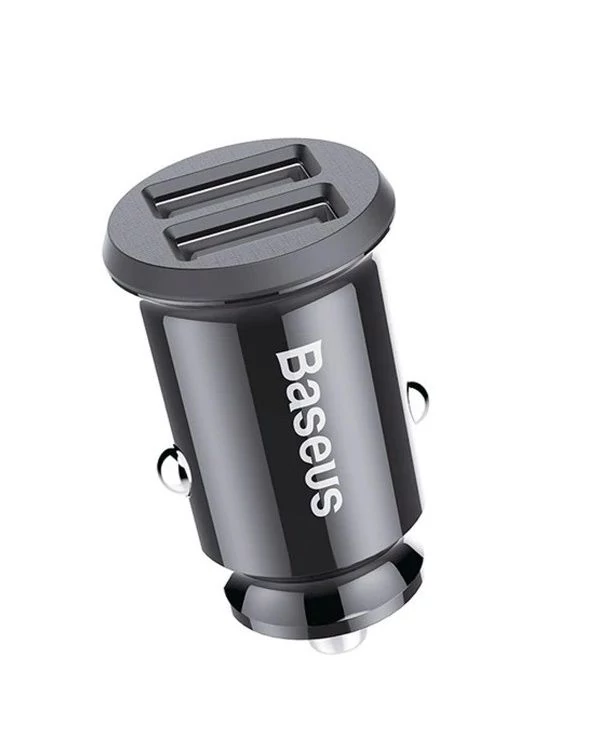 Baseus Grain Car Charger Mini Universal Smart Car Charger Black töltő