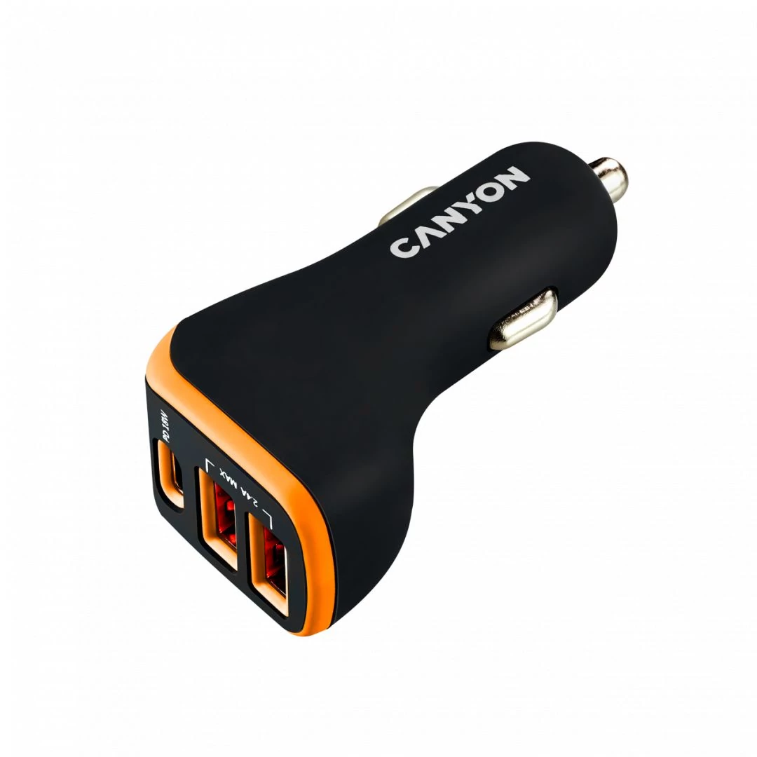 Canyon CNE-CCA08BO Triple USB Car Charger 18W Black/Orange töltő