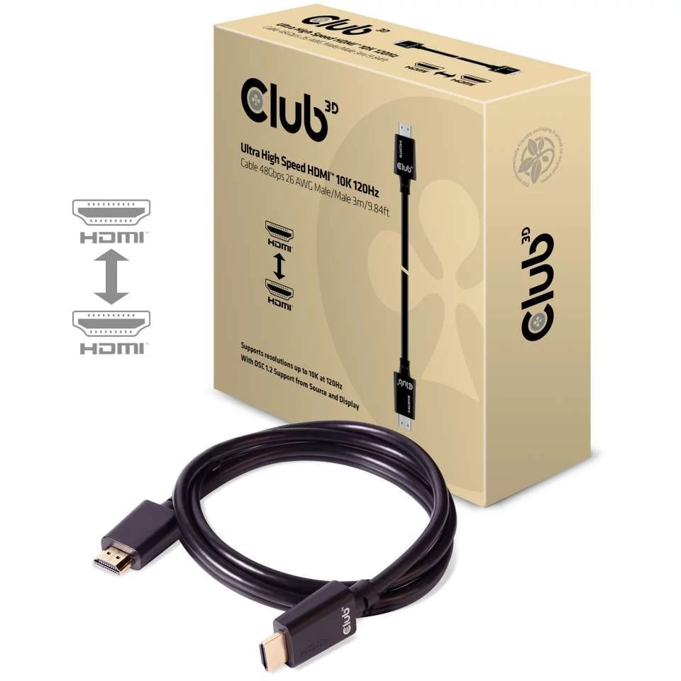 Club3D Ultra High Speed HDMI Cable 10K 120Hz 48Gbps M/M 3m Black kábel