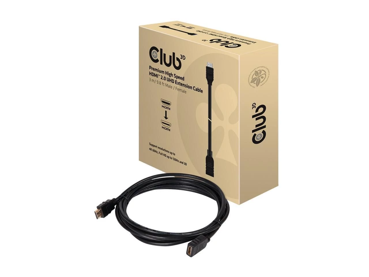 Club3D High Speed HDMI 2.0 UHD Extension Cable M/F 3m Black kábel