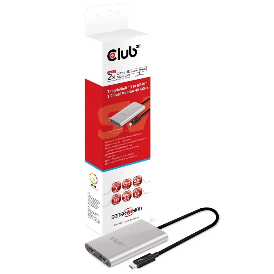 Club3D Thunderbolt 3 to Dual HDMI 2.0 4K60Hz UHD Adapter speciális átalakító