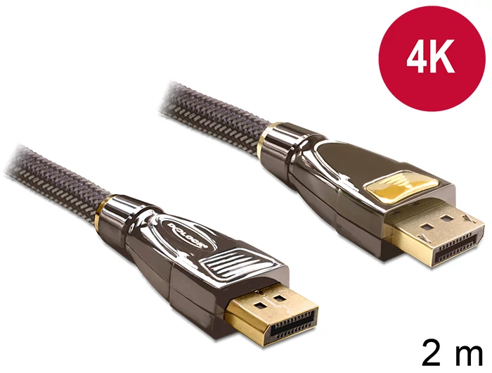 DeLock Cable Displayport 1.2 male > Displayport male 4K 2m PREMIUM kábel