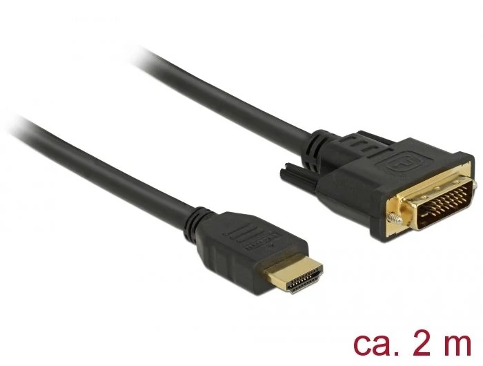 DeLock HDMI to DVI (Dual Link) (24+1) cable bidirectional 2m Black kábel