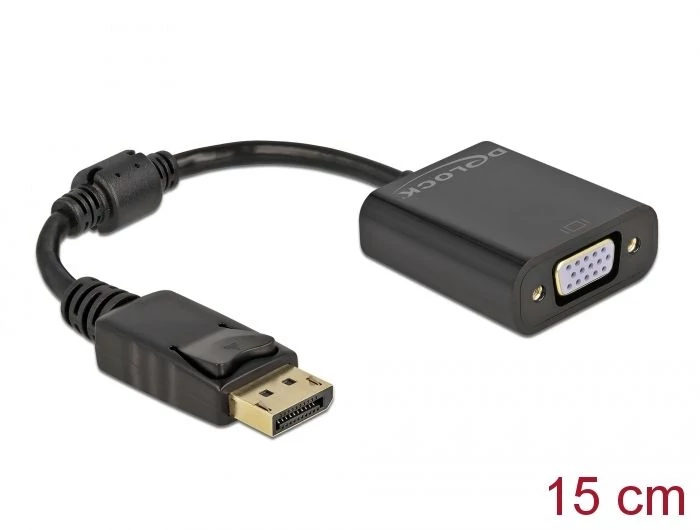 DeLock DisplayPort 1.2 male to VGA female Adapter Black speciális átalakító