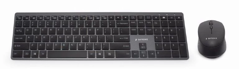Gembird Backlight Pro Business Slim wireless desktop set Black US billentyűzet
