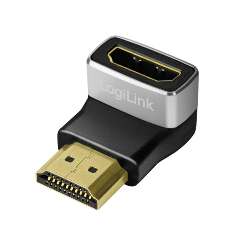 Logilink HDMI adapter A/M to A/F 90° angled 8K/60 Hz Black/Grey speciális átalakító