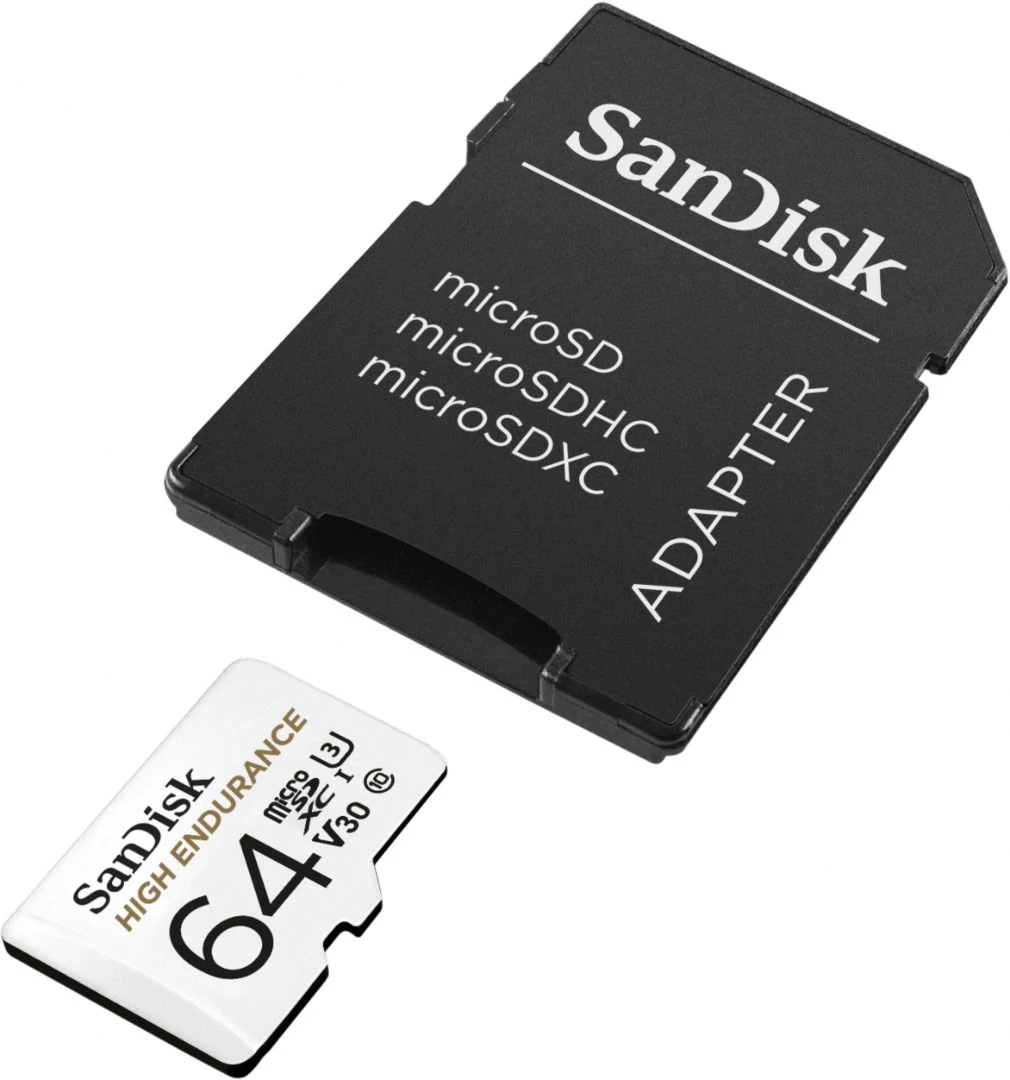 Sandisk 64GB microSDXC High Endurance Class 10 CL10 U3 V30 + adapterrel memóriakártya