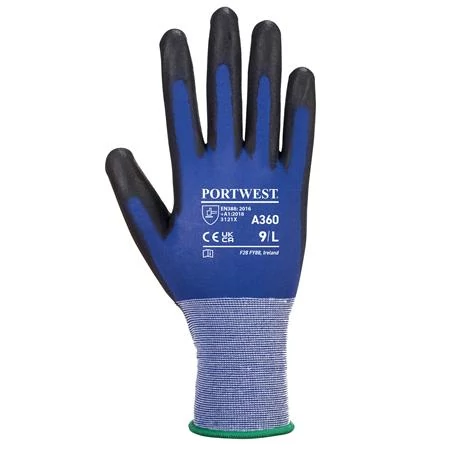Védőkesztyű, nylon, PU tenyéren mártott, L méret 