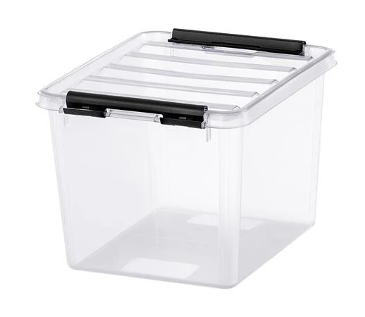 Műanyag tárolódoboz, 3 liter, fekete fogantyúkkal, SMARTSTORE 
