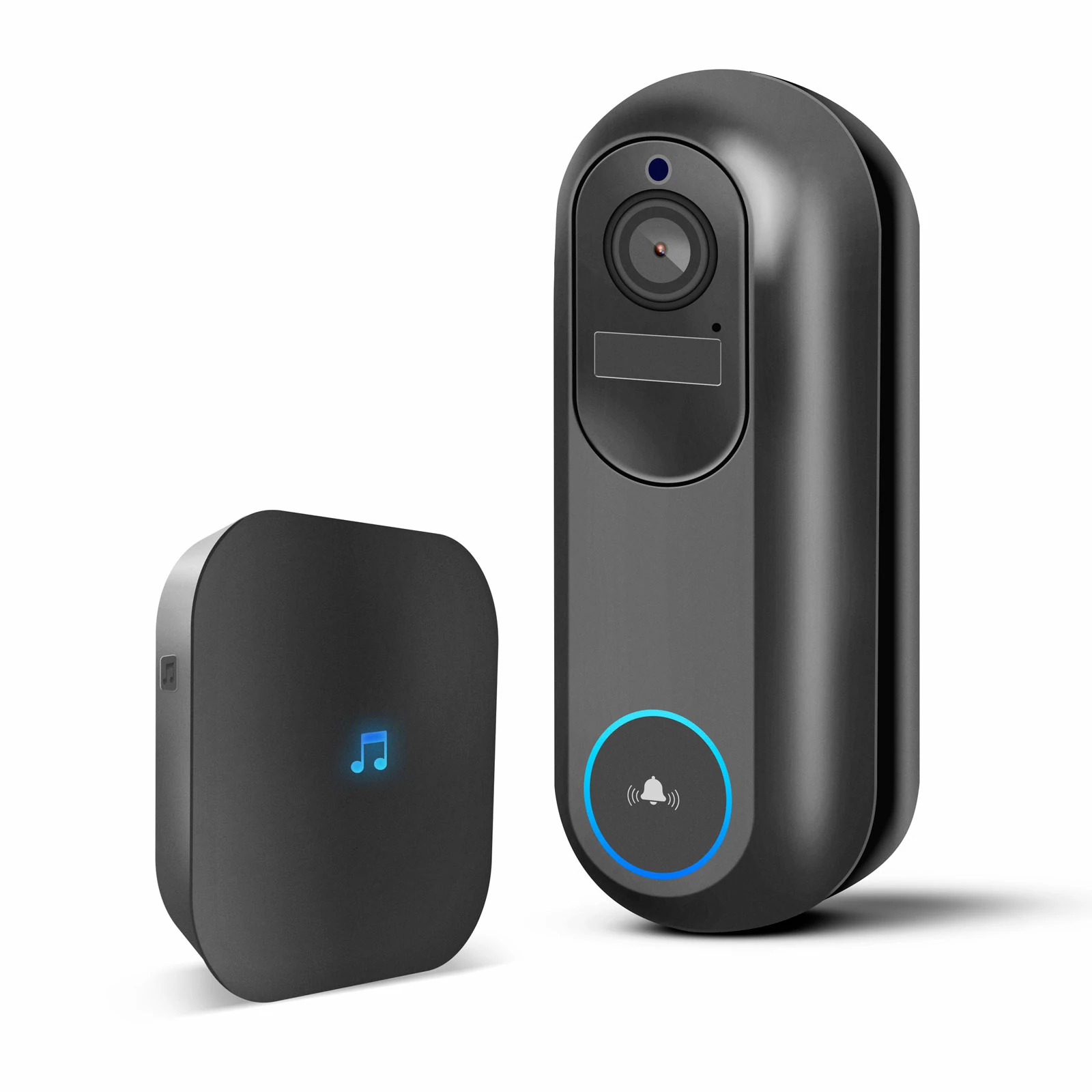 Smart Wi-Fi-s videó kaputelefon, akkumulátoros, 12V, MicroSD, FHD, PIR, fekete