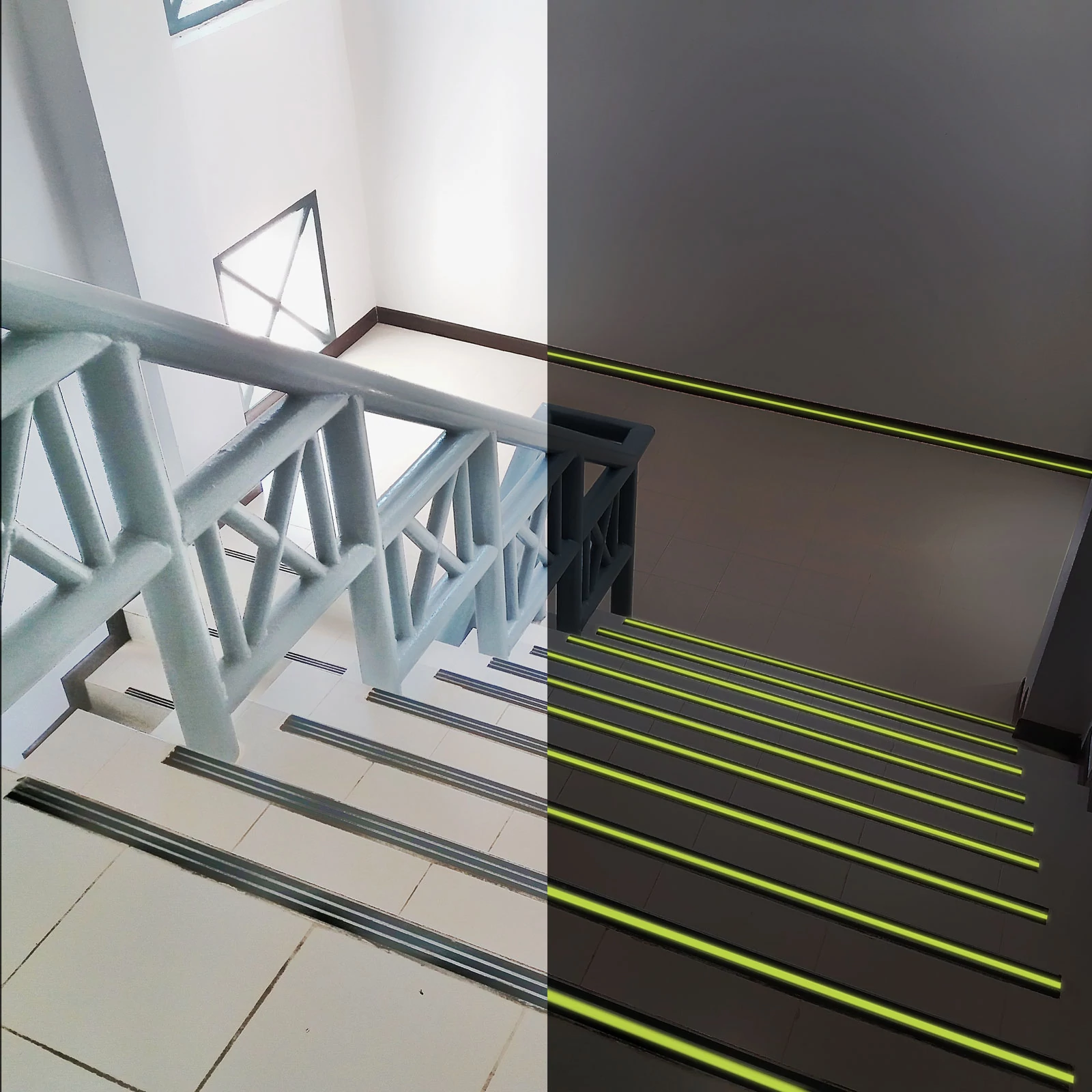 Ragasztószalag, csúszásmentes, 5 m x 50 mm, foszforeszkáló / fekete